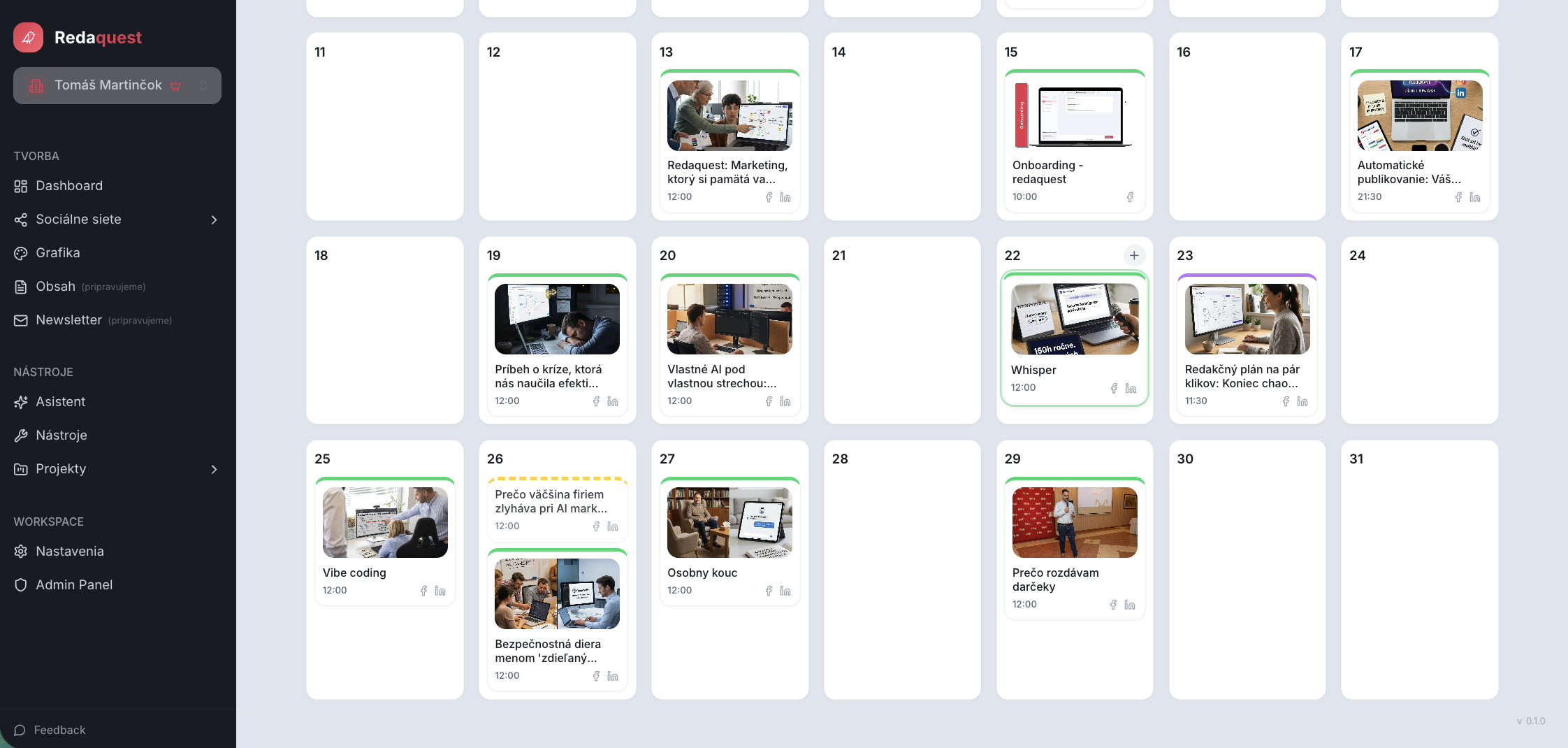 RedaQuest content calendar